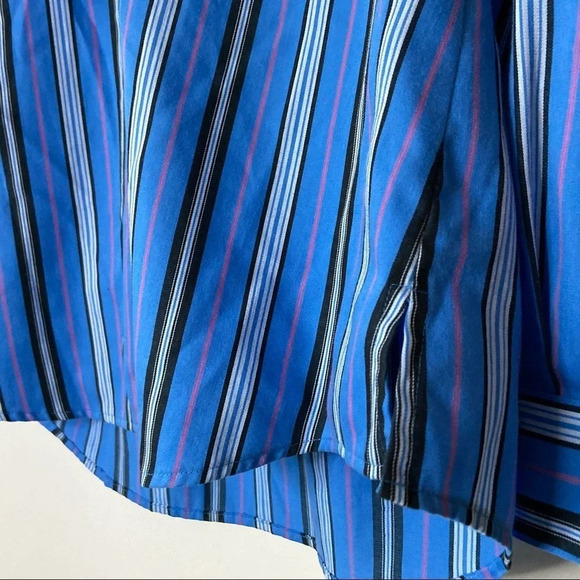 Striped Shaped Fit Top Wrinkle Free Size Large 8 Button Down Up Long Sleeve - Picture 5 of 11